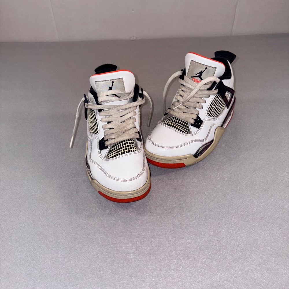 Air Jordan 4 Retro GS Pale Citron White Crimson 408452-116 Size 7Y